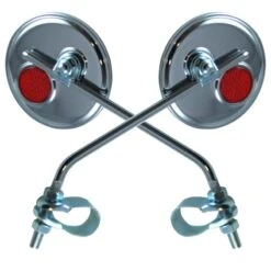 2x RETROVISEUR VELO ROND CHROME Ø75MM CATADIOPTRE ROUTE VILLE GUIDON VINTAGE
