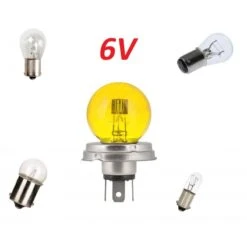 COFFRET AMPOULE 6V JAUNE VOITURE MOTO ANCIENNE : P45T R2 + 21/5W BAY15D + 21W BA15S + 4W BA9S + 5W BA15S