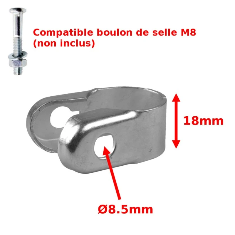 COLLIER SERRAGE TIGE DE SELLE Ø22MM Ø25.4MM H18MM ACIER VELO CYCLE VINTAGE – Image 2