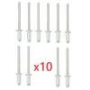 Kit De 10 Rivets Blancs Plaque D'immatriculation