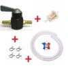 KIT ESSENCE UNIVERSEL : ROBINET 5MM 6MM NOIR + COLLIER + DURITE + FILTRE A CARBURANT MOTO MOBYLETTE TONDEUSE TRACTEUR