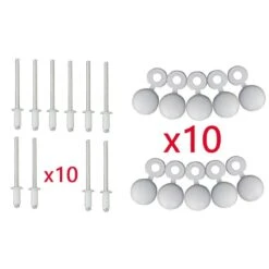 Lot De 10 Rivets + Cache Rivet Blanc Plaque D'IMMATRICULATION Voiture Auto Moto Scooter MOBYLETTE Protection Plastique Aveugle