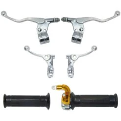 Poignée Mini Targa Chromé Kit Complet Avec Leviers Gauche Droite Frein Gaz Décompresseur 22mm 110mm Cyclo Mobylette Moto