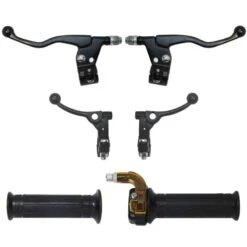 Poignée Mini Targa Noir Kit Complet Avec Leviers Gauche Droite Frein Gaz Décompresseur 22mm 110mm Cyclo Mobylette Moto